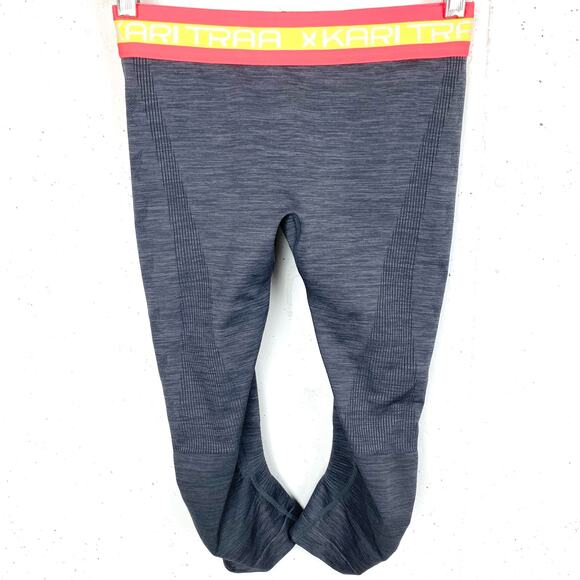 Kari Traa Kristina Capri Leggings Ribbed Silicone Waistband Gray Size Medium - Picture 1 of 8